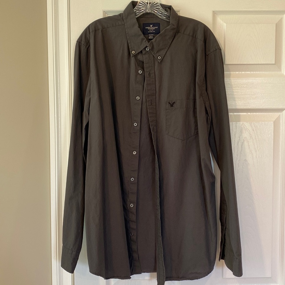 Casual Gray Mens Button Down Shirt